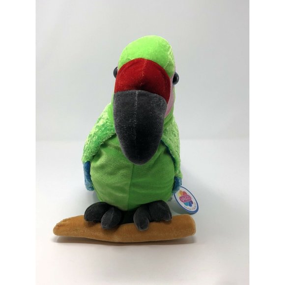Vtg NANCO Macaw Parrot Plush Bright Green Colorful Hangable Perch Collectib 2006 - Picture 3 of 7